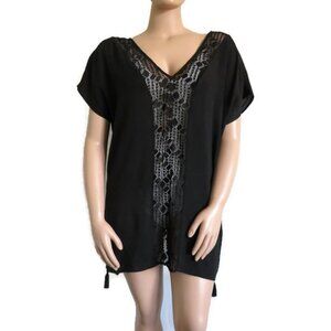 Fortune Swimwear for Anthropologie Kaftan Swimsuit Cover Up Lace + Tassel 8-14